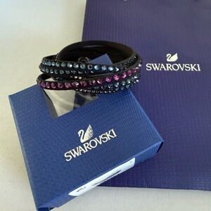 Swarovski Black Wrap Bracelet with Purple and Blue Crystals
